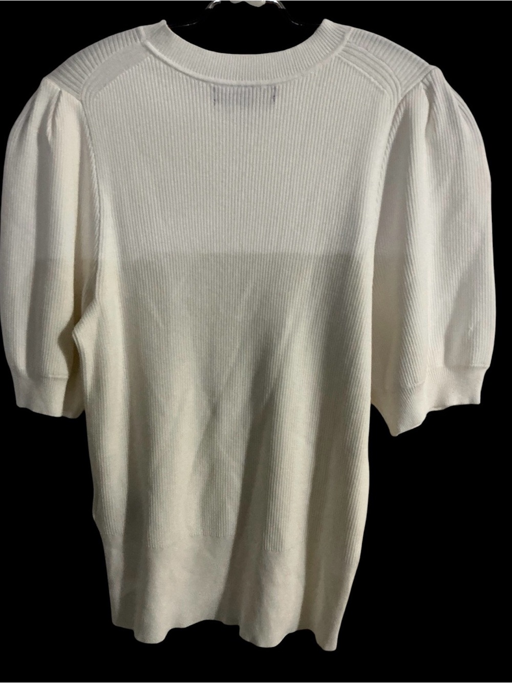 Banana Republic woman off white Ribbed Short-Sleeve Crewneck Sweater blouse - Picture 4 of 9
